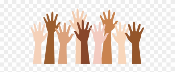 Diverse People Raising Hands - Hands Raised Clipart