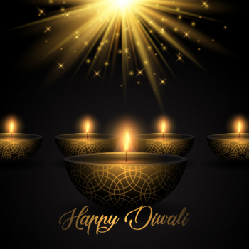 Diwali background with oil lamps on starburst background Diwali background with oil lamps on starburst background
