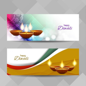 Diwali banners with wavy shapes Diwali banners with wavy shapes
