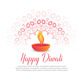 Diwali festival burning diya and mandala art Free Vector Diwali festival burning diya and mandala art Free Vector