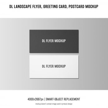 Dl landscape flyer, postcard, greeting card mockup Free Psd