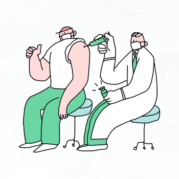 Doctor injecting vaccine doodle illustration character Doctor injecting vaccine doodle illustration character