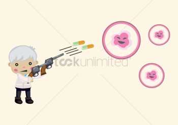 Doctor shooting viruses with a gun Doctor shooting viruses with a gun