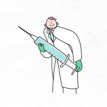 Doctor with vaccine psd doodle illustration Doctor with vaccine psd doodle illustration