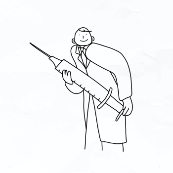 Doctor with vaccine psd doodle illustration Doctor with vaccine psd doodle illustration
