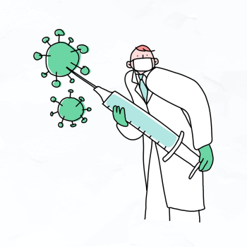 Doctor with vaccine vector doodle illustration Doctor with vaccine vector doodle illustration
