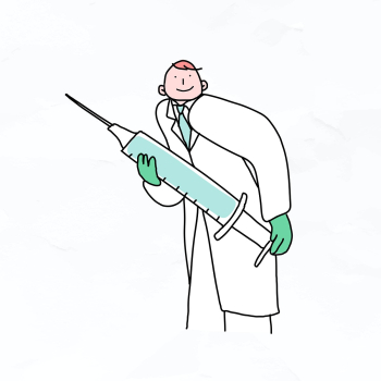 Doctor with vaccine vector doodle illustration Doctor with vaccine vector doodle illustration