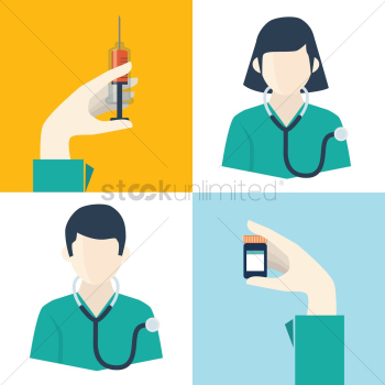Doctors with syringe and vaccine Doctors with syringe and vaccine