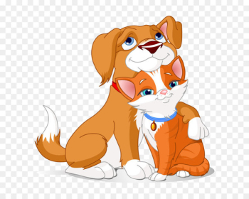 Dog–cat relationship Dog–cat relationship Clip art - Hand-painted cartoon cat and dog hug 
