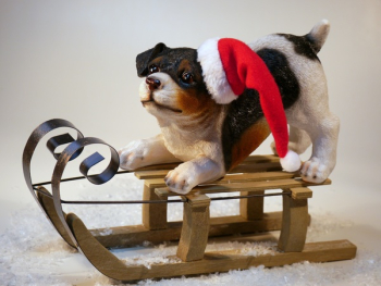 Dog on Wooden Sled Figure Dog on Wooden Sled Figure