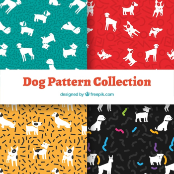 Dog pattern collection in four colors Dog pattern collection in four colors