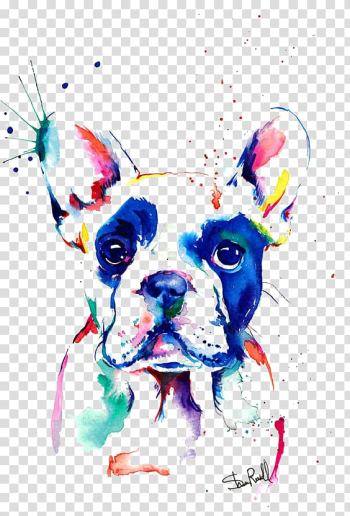 Dog pop art painting, French Bulldog Watercolor painting Drawing, Bulldog transparent background PNG clipart