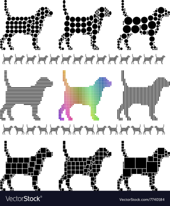 Dog silhouette mosaic set vector image