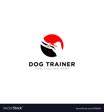 Dog trainer logo with standing dog modern animal vector image Dog trainer logo with standing dog modern animal vector image
