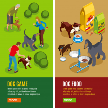 Dog vertical isometric banners Free Vector Dog vertical isometric banners Free Vector
