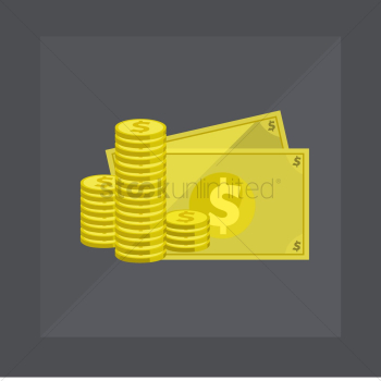 Dollar notes and gold coins Dollar notes and gold coins
