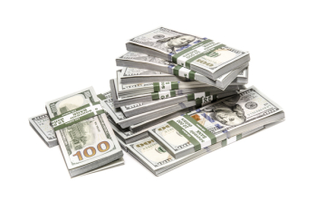 Dollars stack over white background Dollars stack over white background