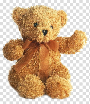 Dollhouse, brown teddy bear with ribbon transparent background PNG clipart