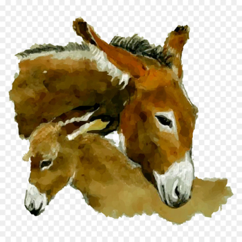 Donkey Watercolor painting - Hand painted watercolor donkey head 
