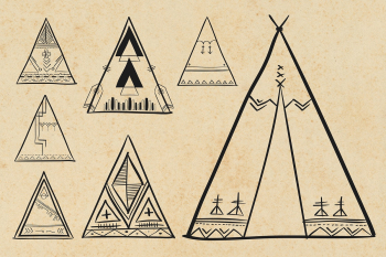 Doodle bohemian tipi psd hand drawn illustration Doodle bohemian tipi psd hand drawn illustration