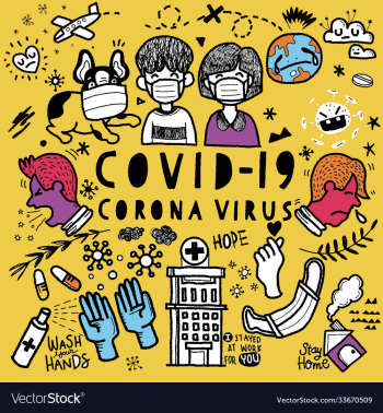 doodle cute for covid-19 corona virus