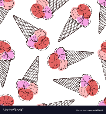 doodle hand drawn cute ice cream in a cone