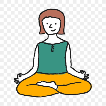 Doodle woman meditating design element | Free PNG Sticker - rawpixel