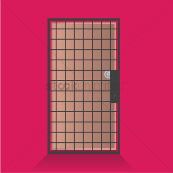 Door covered with grill Door covered with grill