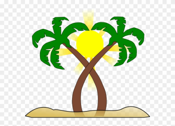 Double Palm Beach Clip Art - Double Palm Tree