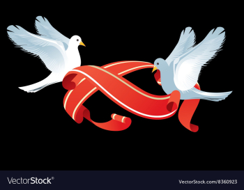 doves holding ribbons design