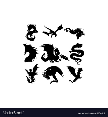 dragon animal silhouette collection design dragon animal silhouette collection design