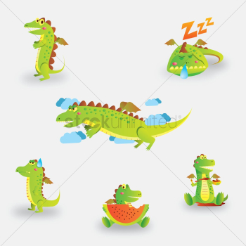 Dragon cartoon set Dragon cartoon set