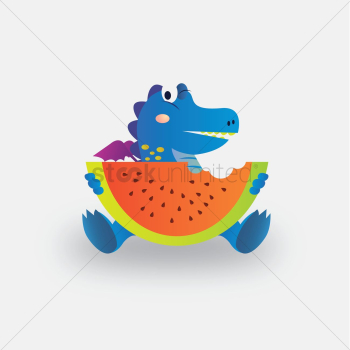 Dragon eating watermelon Dragon eating watermelon