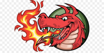 Dragon Fire breathing Illustration - Dragon logo badge 