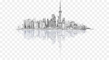 Drawing Architecture - Abstract lines Shanghai Bund Drawing Architecture - Abstract lines Shanghai Bund