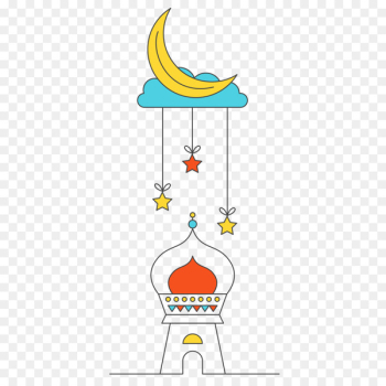 Drawing Architecture - Color line drawing vector diagram. Islamic New Year decoration 