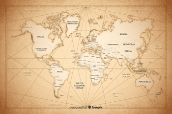 Drawing concept for vintage world map Free Vector