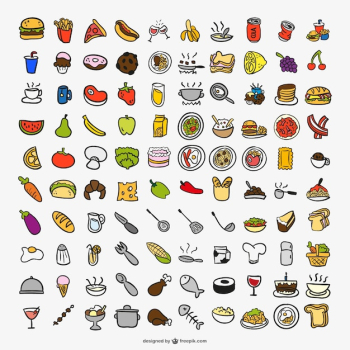 Drawing cooking color icons Drawing cooking color icons
