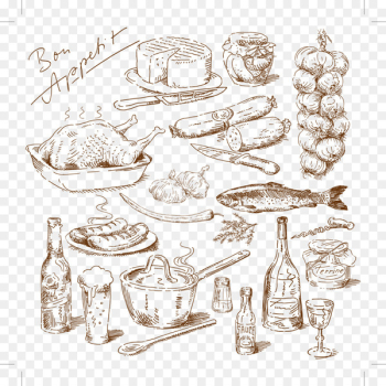 Drawing Food Royalty-free Illustration - Fine dining food artwork 