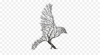 Drawing Ink Art Sketch - Bird Tree,Hand Painted 