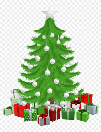 Drawing Lovely Christmas Tree With Presents 11 Transparent - Christmas Tree With Presents Transparent