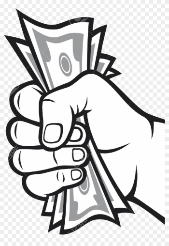 Drawing Money Bag Banknote - Hand Holding Money Cartoon