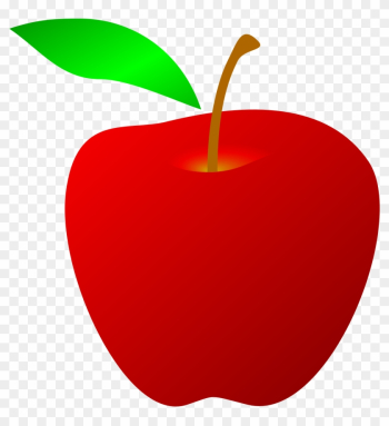 Drawing Of Red Apple With Green Leaf Free Image - Transparent Apple Clip Art