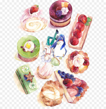 Drawing Watercolor painting Food Illustration - cake Drawing Watercolor painting Food Illustration - cake