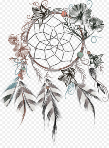 Dreamcatcher Feather Flower Illustration - Vector Feather Charm 