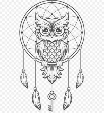 Dreamcatcher Owl Creative Haven Creative Kittens Coloring Book Illustration - Dreamcatcher Owl 