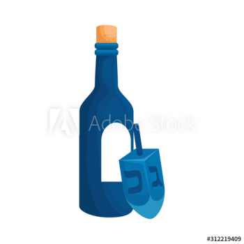 dreidel game with bottle wine design
