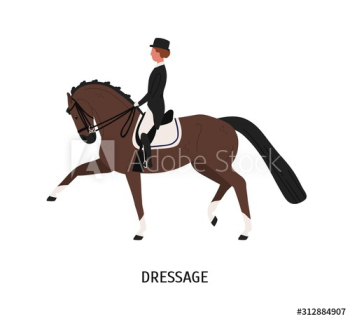 Dressage, horseback riding flat vector illustration Dressage, horseback riding flat vector illustration