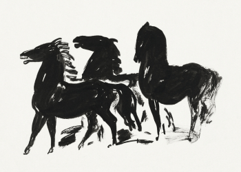 Drie zwarte paarden staand naar | Free Photo Illustration - rawpixel