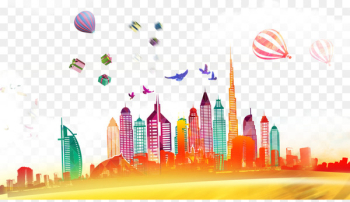 Dubai Abu Dhabi Skyline Illustration - city building Dubai Abu Dhabi Skyline Illustration - city building